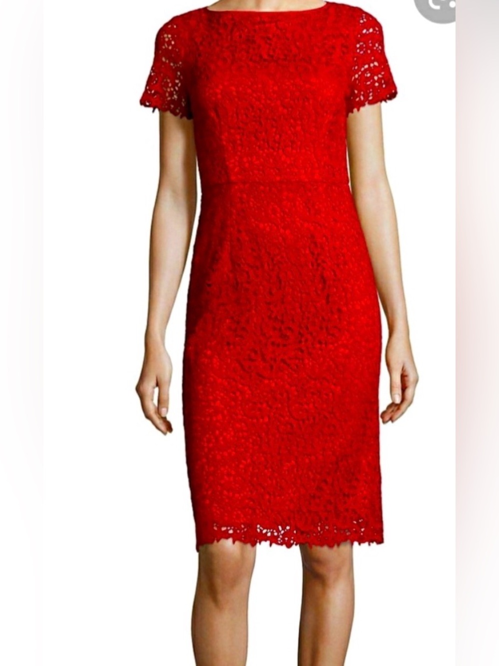 NWT Lafayette 148 Red Lace Classic Sheath
